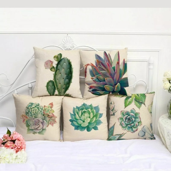 Accent Pillow Case Succulent 18" Cover Decor - Picture 2 of 8